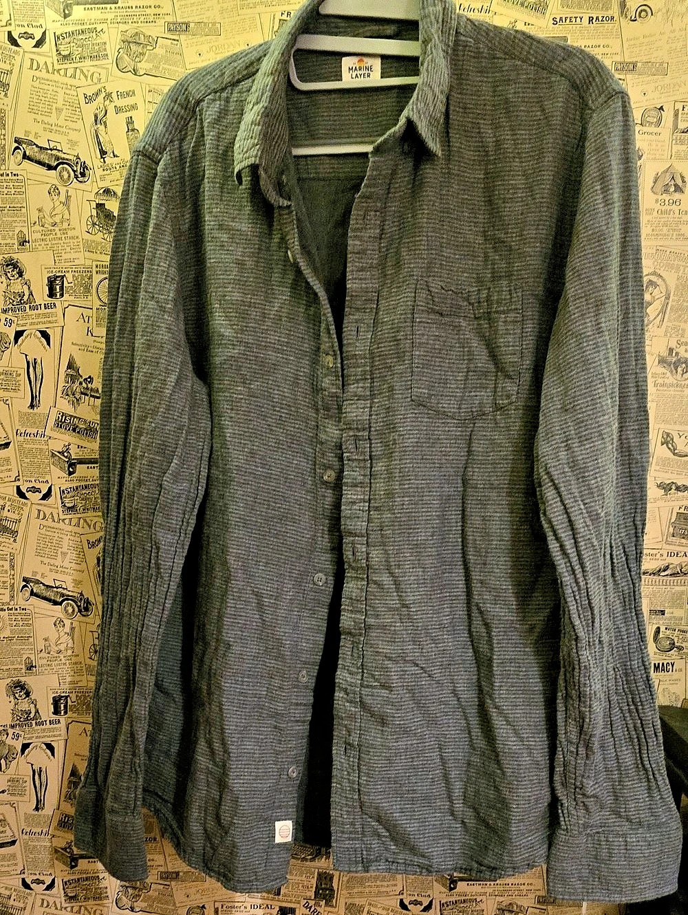 Marine Layer Striped Casual Button Down in Gray Men's LG